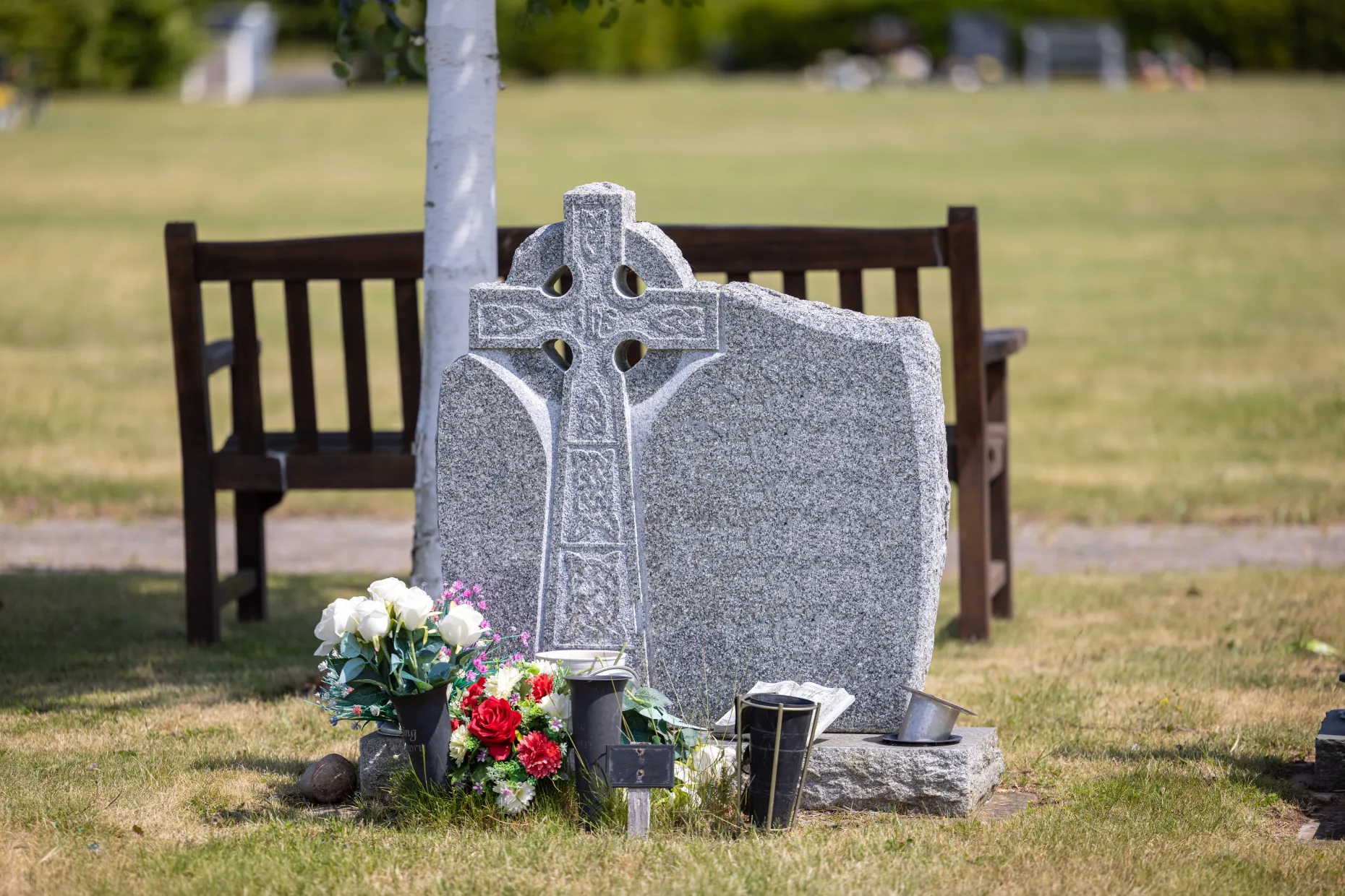 Pathside headstone lawn grave