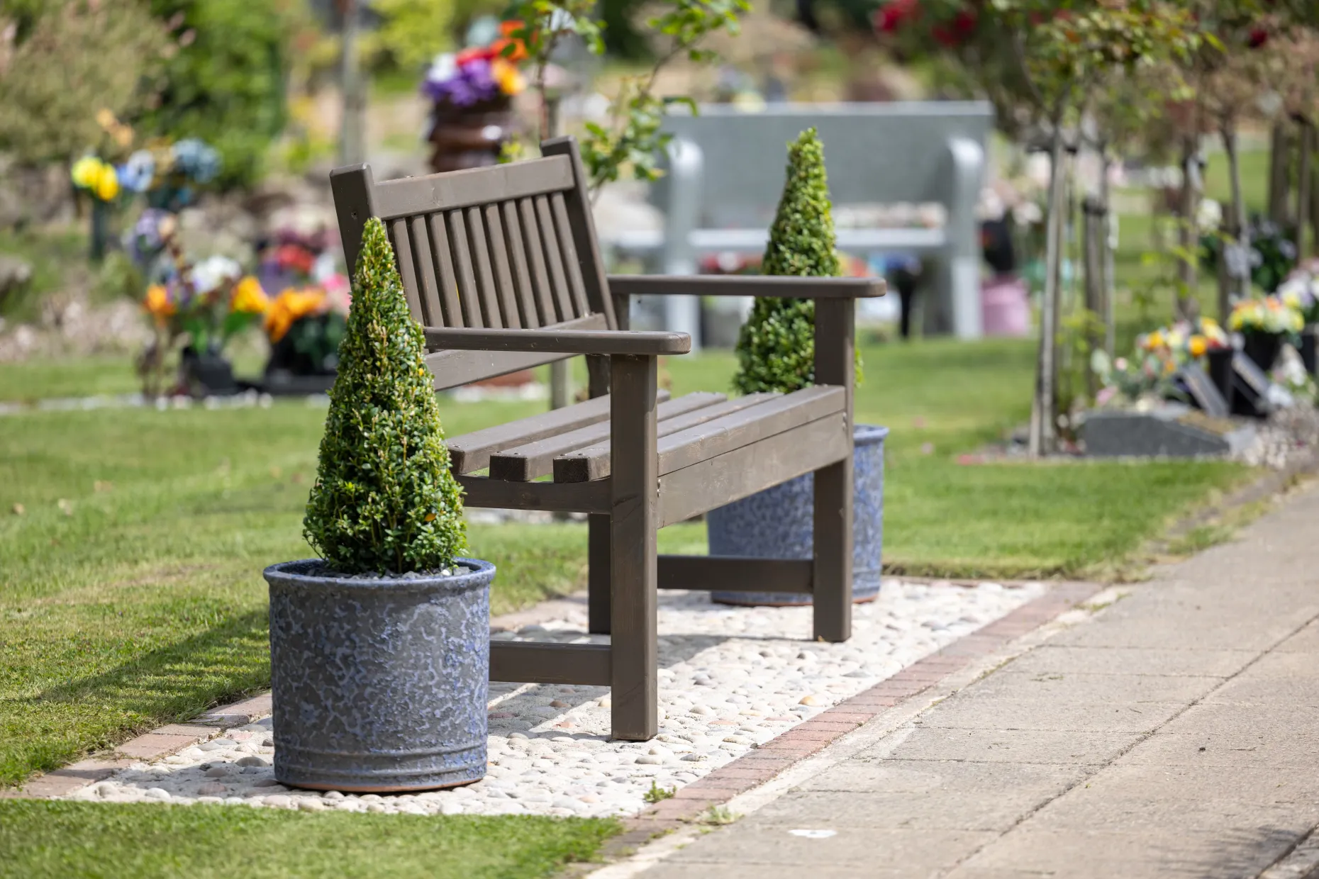 Bench in memorial grounds