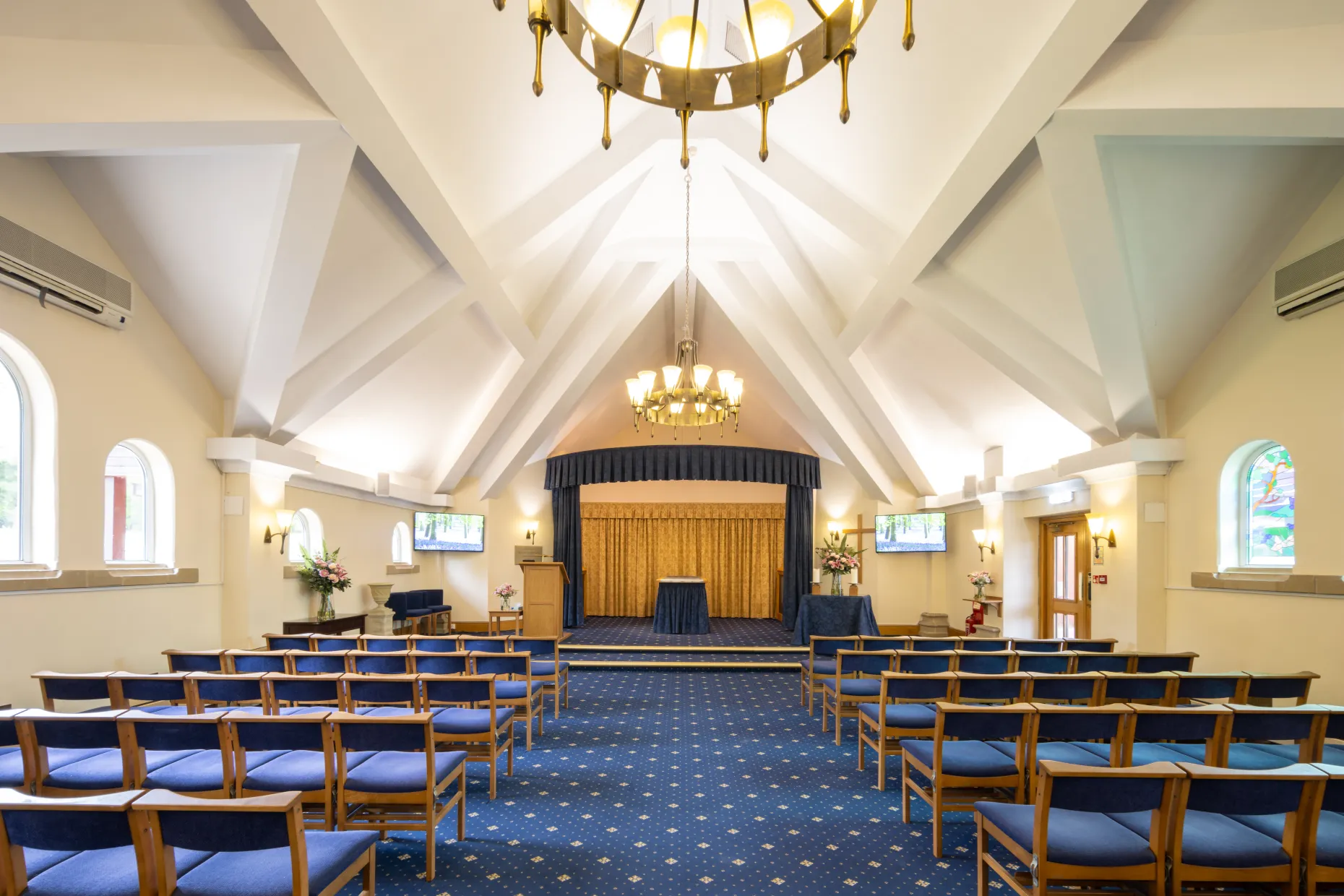Inside the chapel at Basingstoke Crematorium.