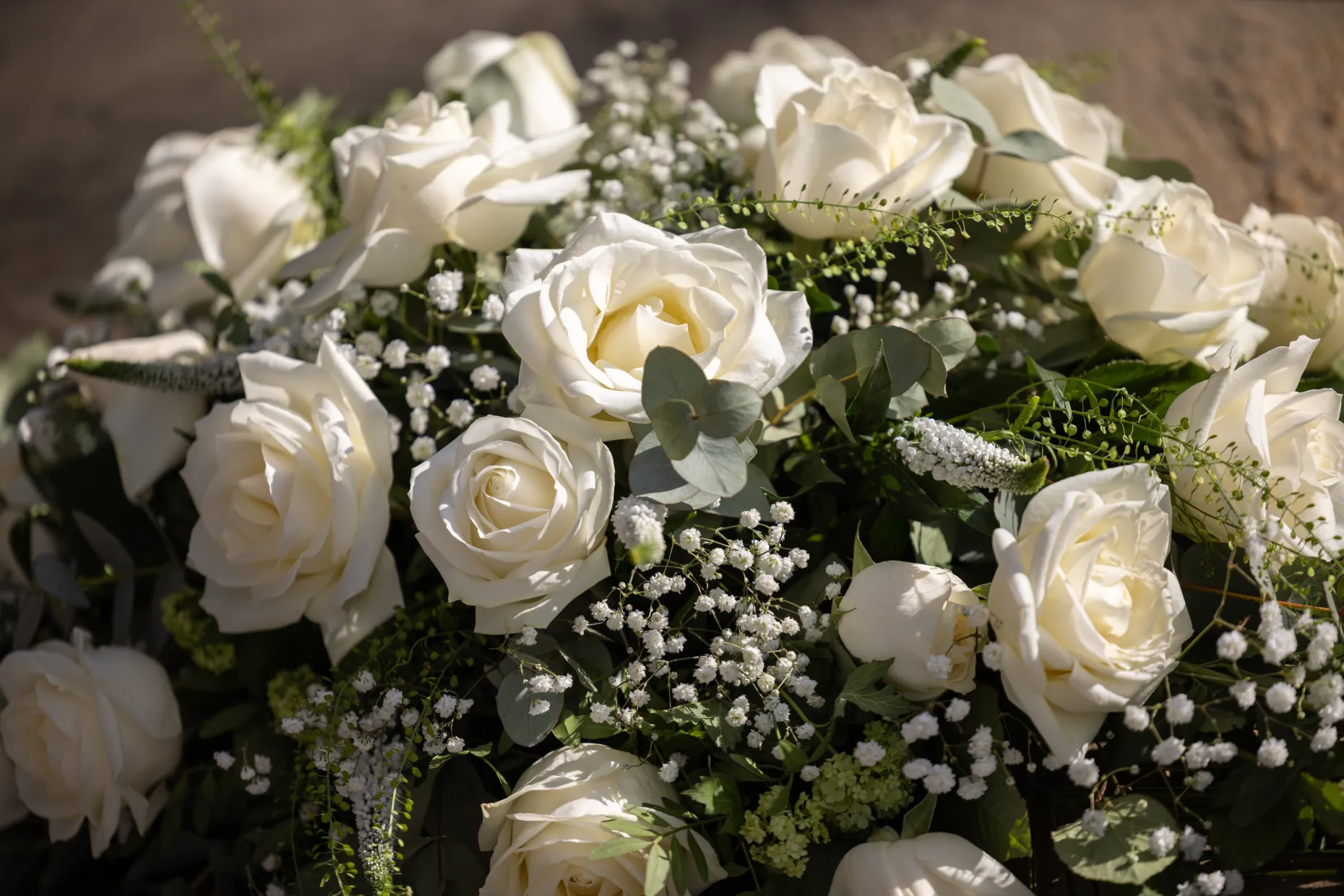 White roses, floral tribute