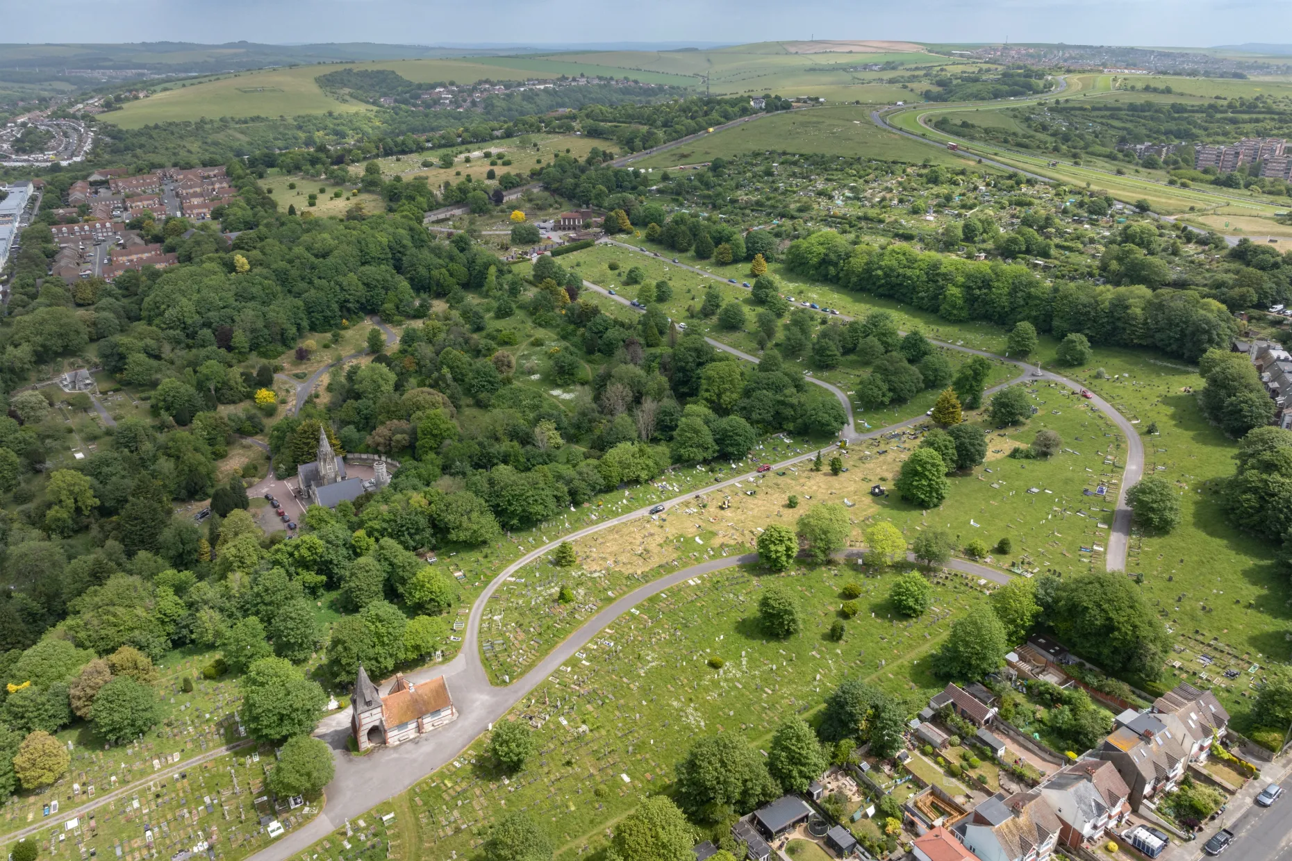Drone view of grounds