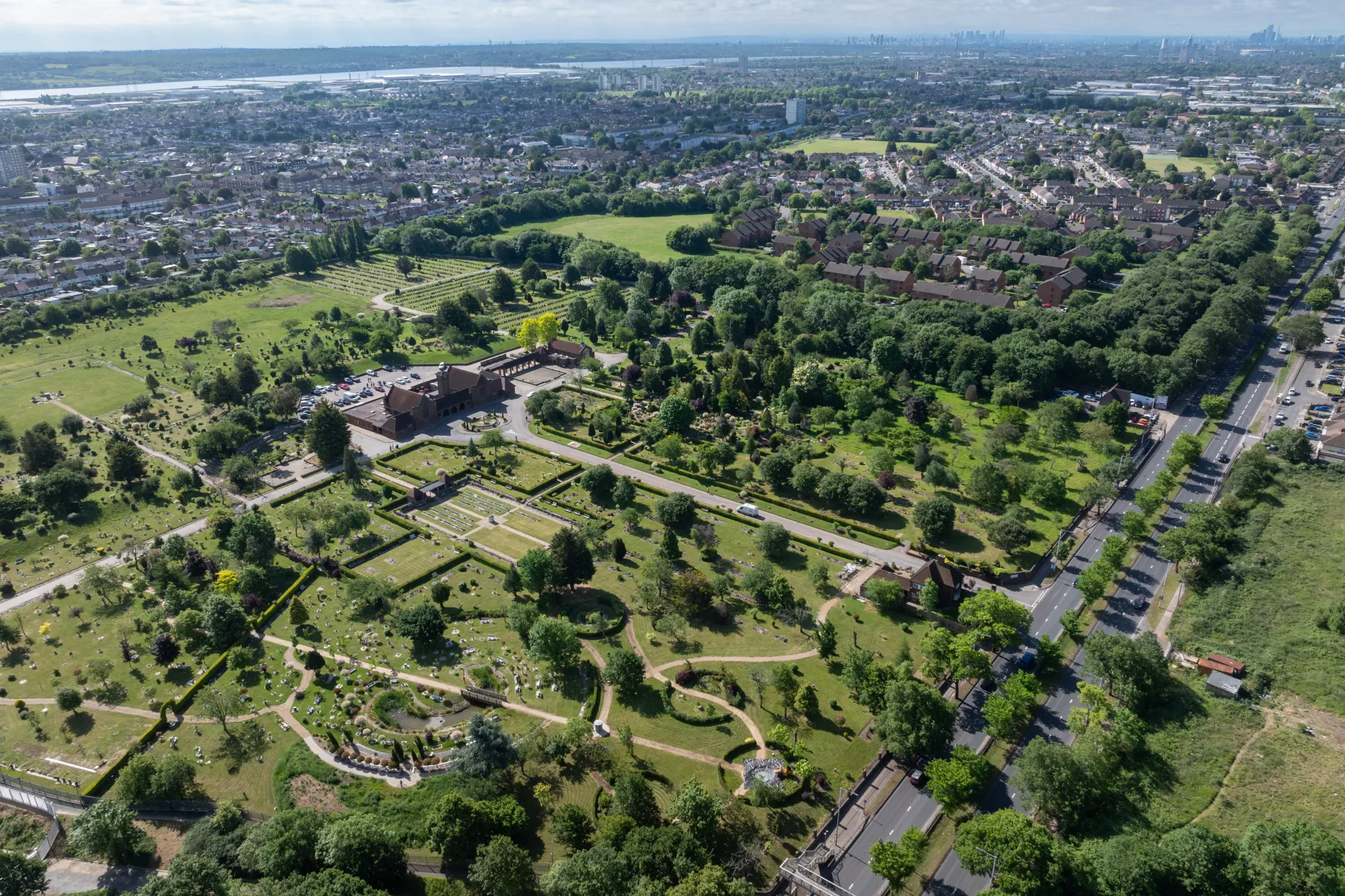 Drone view of grounds