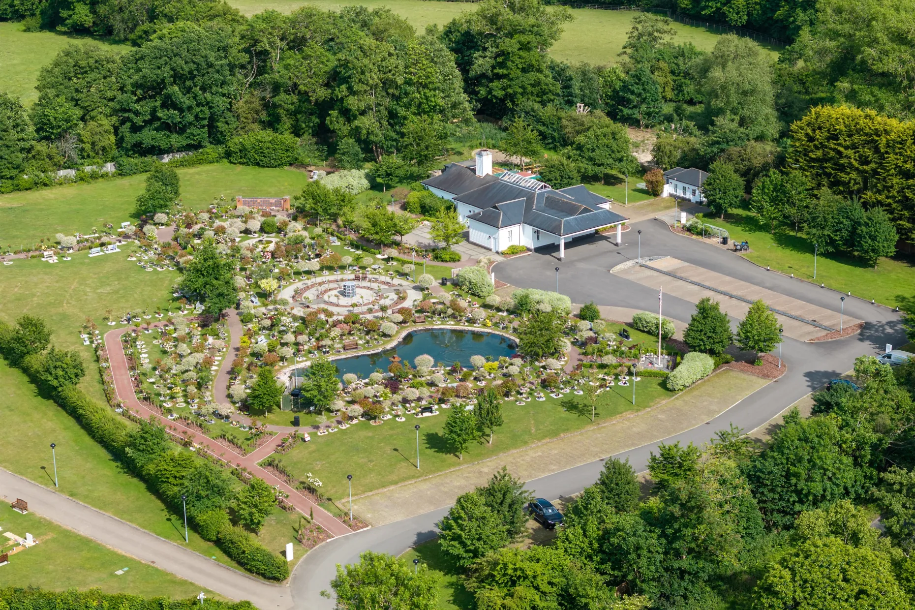 Drone view of Bentley Crematorium & Cemetery