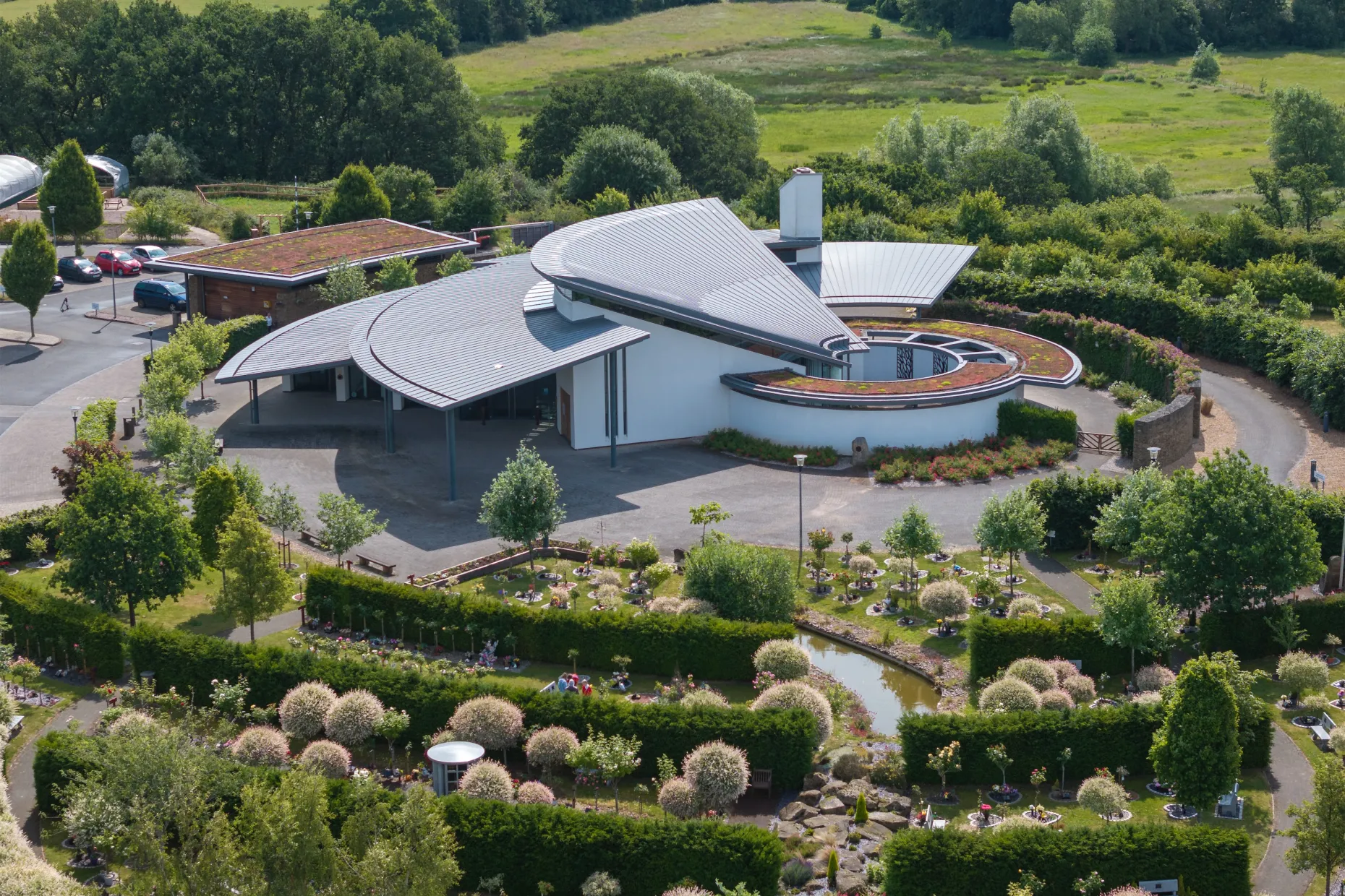 Drone view of grounds