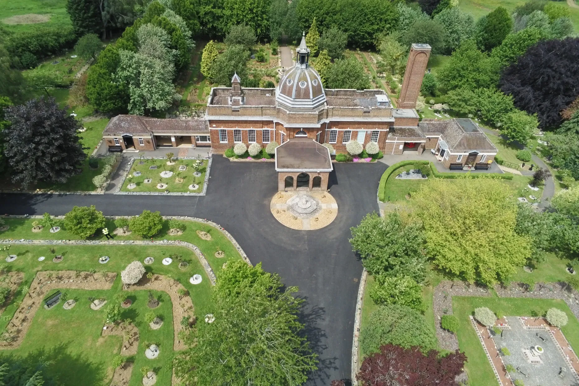 Drone view of chapel and grounds